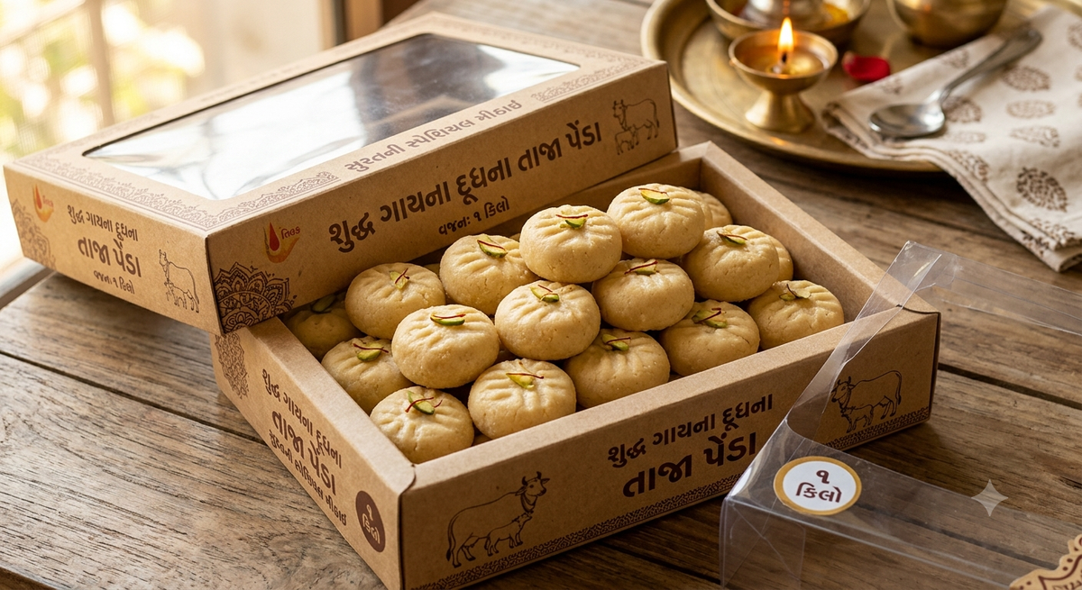 ગાયના દૂધના માવા ના પેંડા 1 kg-વિશ્વંતી નેચર્સ પ્રાકૃતિક ફાર્મ. ગુંદા . રાજકોટ